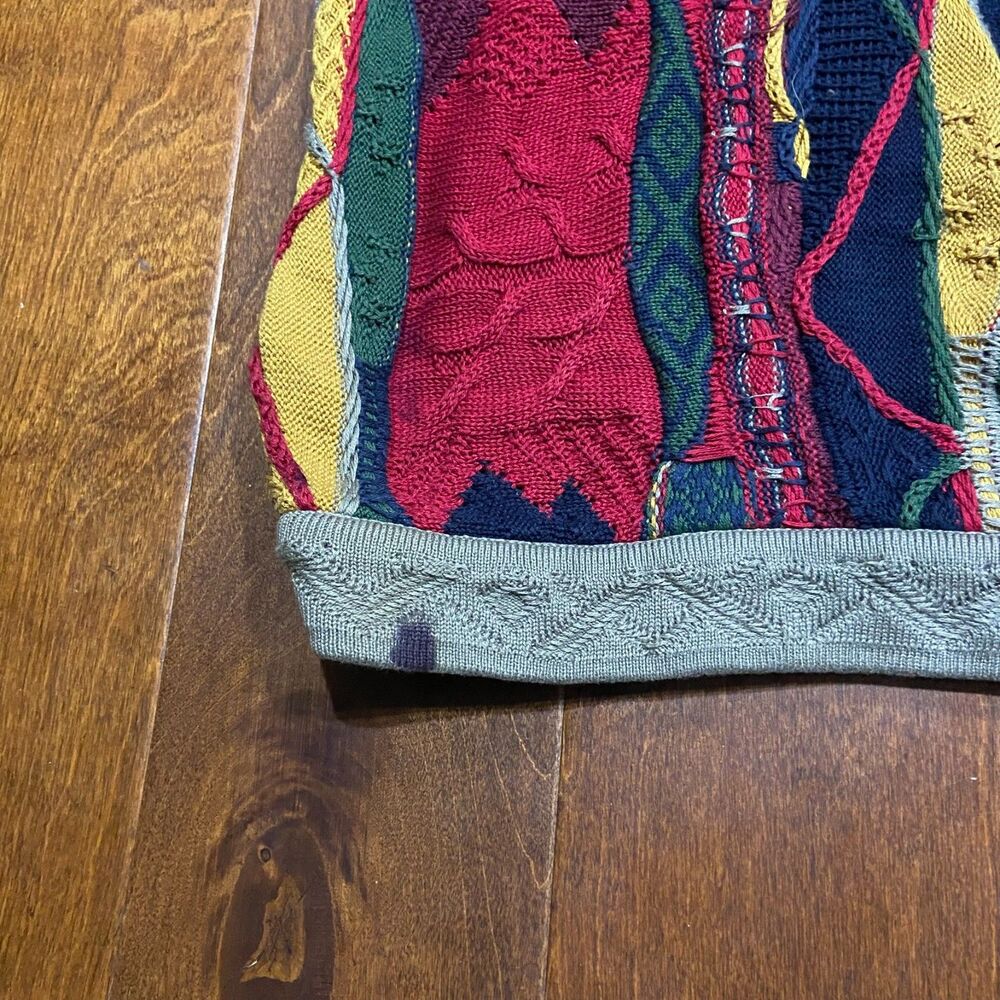 Coogi Australia Vintage Y2K 3D Knit Multicolored Polo Sweater Men's Size Medium - Picture 6 of 9